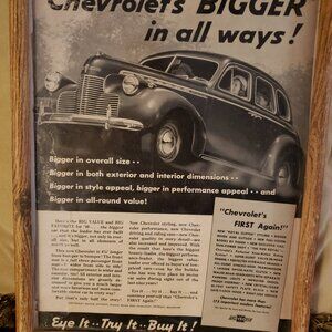 Vintage 1940's Chevrolet Car ad not a reproduction